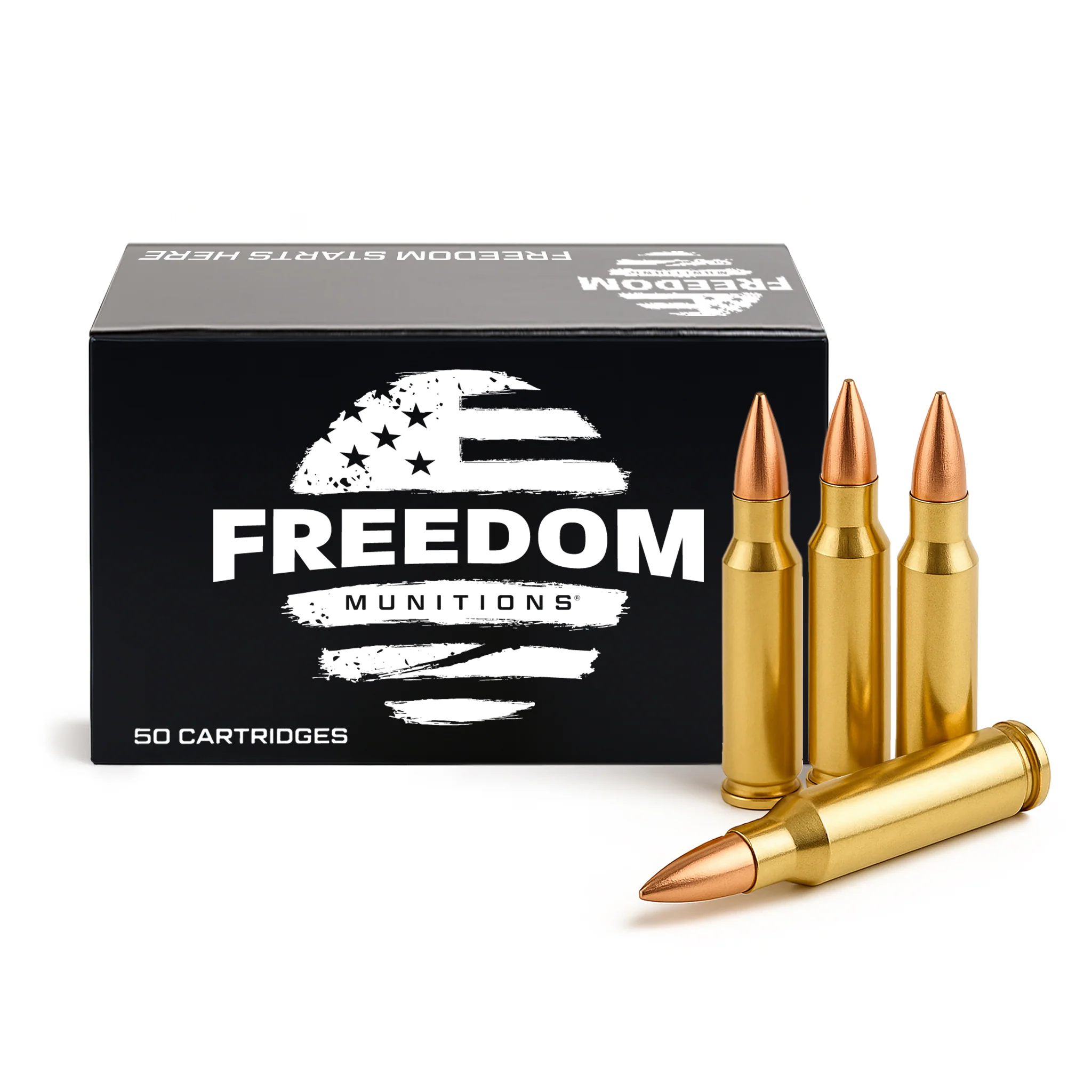 Freedom Munitions 223 Remington SS109 Ammo- 62 Gr Full Metal Jacket (FMJ), 50 rounds, New