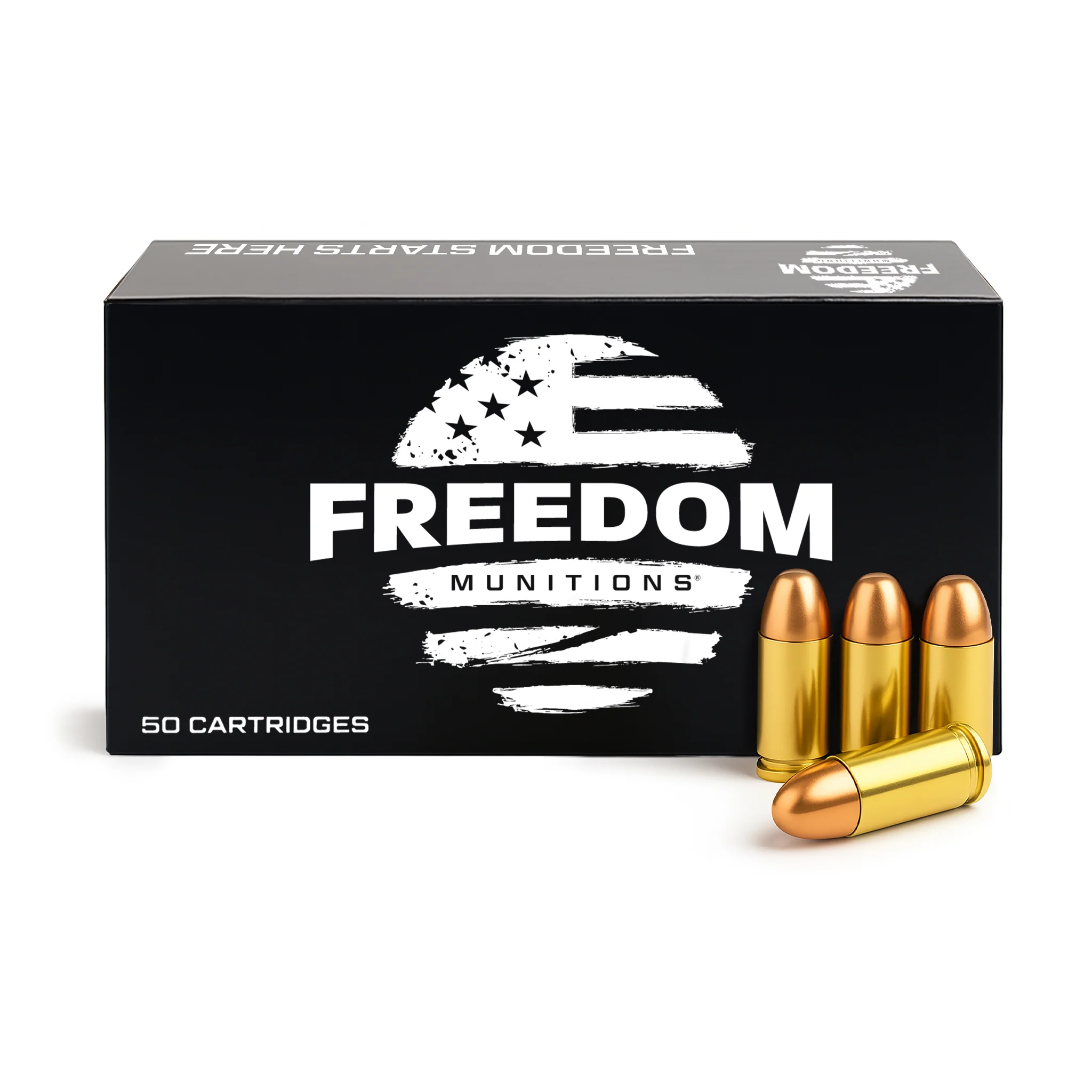Freedom Munitions 9mm Luger Ammo - 115 Grain Round Nose (RN), 50 Rounds, Remanufactured