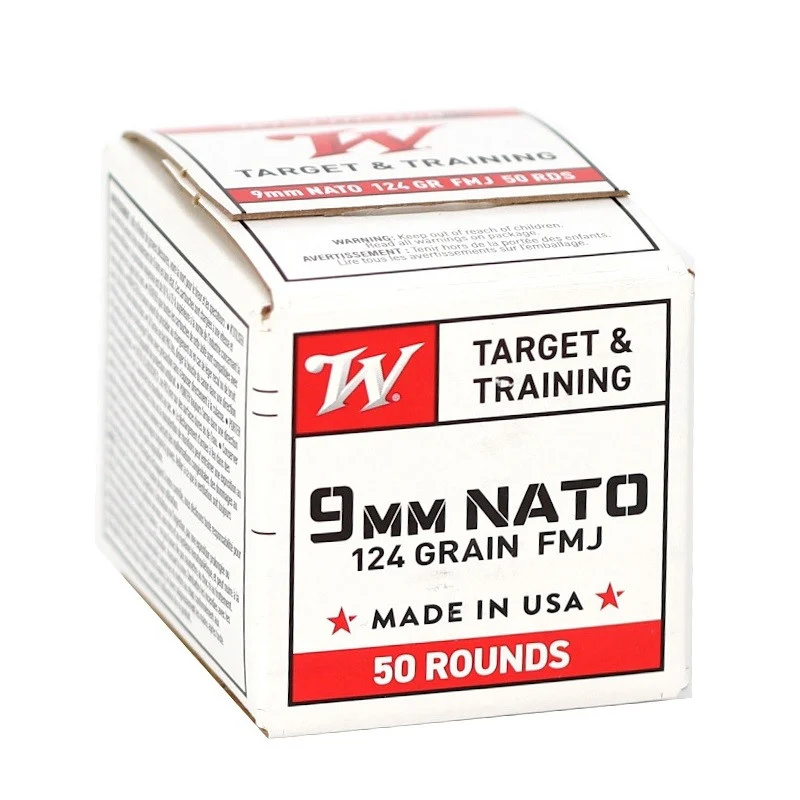 Winchester 9mm 124gr FMJ Ammo, 50 ct (W9MM12450)